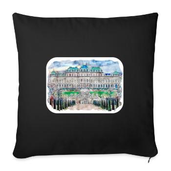 Autriche Aquarelle Esquisse Dessinée à la main Illustration - Housse de coussin décorative 45 x 45 cm - noir - Devant