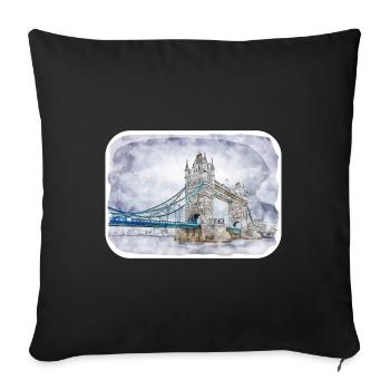 Uk Landmark Aquarelle Sketch Painting Illustratio - Housse de coussin décorative 45 x 45 cm - noir - Devant