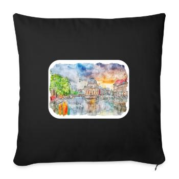 Berlin Allemagne Aquarelle Sketch Illustration - Housse de coussin décorative 45 x 45 cm - noir - Devant