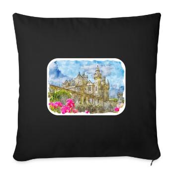 Schottland UK Aquarellskizze Gezeichnete Illustration - Sofakissenbezug 45 x 45 cm - Schwarz - Vorne