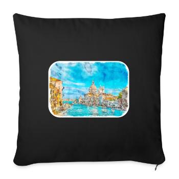 Italy Watercolor Sketch Hand Drawn Illustration - Sofa pillowcase 17,3'' x 17,3'' (45 x 45 cm) - black - Front