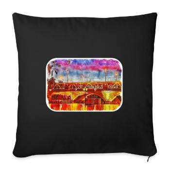 Berlin Allemagne Aquarelle Esquisse Dessinée Peinture - Housse de coussin décorative 45 x 45 cm - noir - Devant