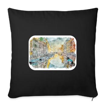 St Petersburg Russia Watercolor Sketch Drawn Illus - Sofa pillowcase 17,3'' x 17,3'' (45 x 45 cm) - black - Front