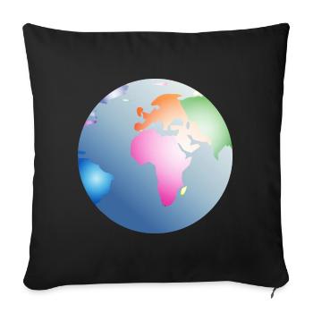 planète bleue Terre avec des continents colorés - Housse de coussin décorative 45 x 45 cm - noir - Devant