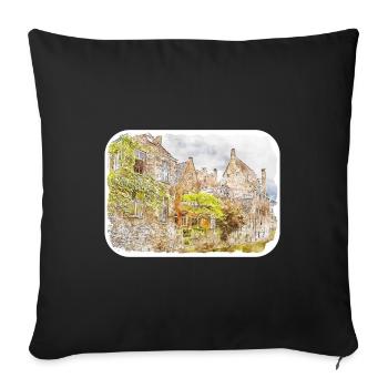 Bruges Belgium Watercolor Sketch Drawn Illustratio - Sofa pillowcase 17,3'' x 17,3'' (45 x 45 cm) - black - Front