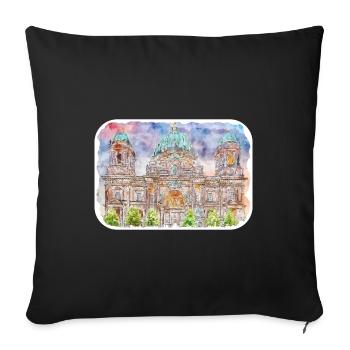 Berlin Allemagne Aquarelle Sketch Illustration - Housse de coussin décorative 45 x 45 cm - noir - Devant