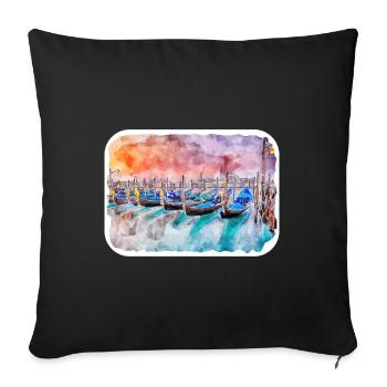 Italy Watercolor Sketch Hand Drawn Illustration - Sofa pillowcase 17,3'' x 17,3'' (45 x 45 cm) - black - Front