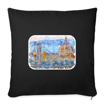 Italy Watercolor Sketch Hand Drawn Illustration - Sofa pillowcase 17,3'' x 17,3'' (45 x 45 cm) - black - Front