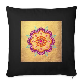 Poster Mandala Ornament Gold Blüte Yoga Indien om - Sofakissenbezug 45 x 45 cm - Schwarz - Vorne