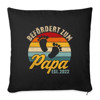 Retro befördert zum papa 2022 ich werde vater 2022 - Sofakissenbezug 45 x 45 cm - Schwarz - Vorne
