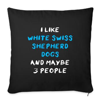 Chien de berger suisse blanc - Housse de coussin décorative 45 x 45 cm - noir - Devant