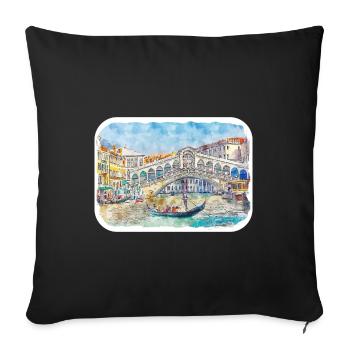 Venice Italy Watercolor Sketch Drawn Illustration - Sofa pillowcase 17,3'' x 17,3'' (45 x 45 cm) - black - Front