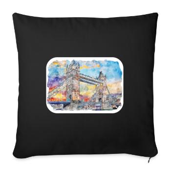 Londres UK Aquarelle Esquisse Dessinée à la Main Peinture - Housse de coussin décorative 45 x 45 cm - noir - Devant