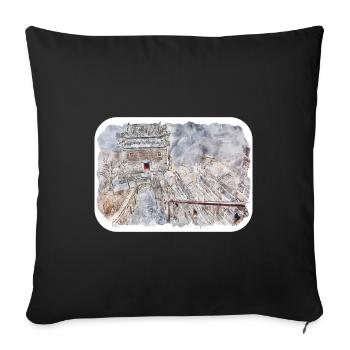 Beijing China Watercolor Sketch Illustration - Sofa pillowcase 17,3'' x 17,3'' (45 x 45 cm) - black - Front
