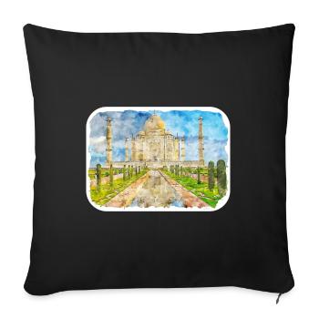 India Landmark Watercolor Sketch Paint Illustratio - Sofa pillowcase 17,3'' x 17,3'' (45 x 45 cm) - black - Front