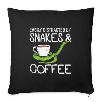 Files d’attente et café - Housse de coussin décorative 45 x 45 cm - noir - Devant