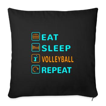 Mangez. Dormir. Volley-ball. Répéter le design - Housse de coussin décorative 45 x 45 cm - noir - Devant