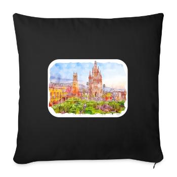 San Miguel De Allende Mexico Watercolor Drawing - Sofa pillowcase 17,3'' x 17,3'' (45 x 45 cm) - black - Front