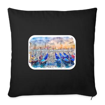 Venise Italie Aquarelle Esquisse Illustration - Housse de coussin décorative 45 x 45 cm - noir - Devant