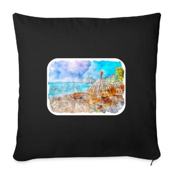 Spain Watercolor Sketch Hand Drawn Illustration - Sofa pillowcase 17,3'' x 17,3'' (45 x 45 cm) - black - Front