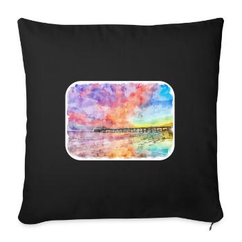 Illustration de croquis à l’aquarelle de Californie usa - Housse de coussin décorative 45 x 45 cm - noir - Devant