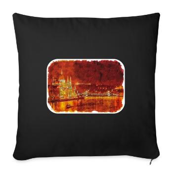 Budapest Hongrie Aquarelle Sketch Illustration - Housse de coussin décorative 45 x 45 cm - noir - Devant