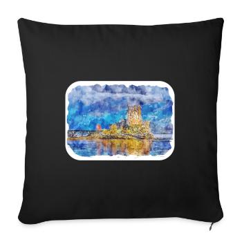 Schottland UK Aquarell Skizze Gemälde Illustratio - Sofakissenbezug 45 x 45 cm - Schwarz - Vorne