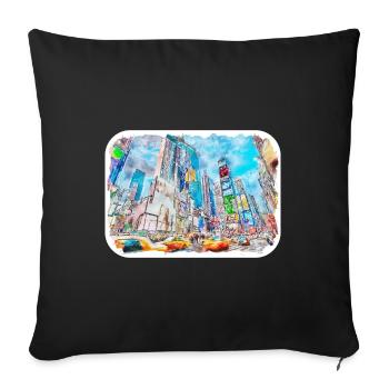 New York Usa Watercolor Sketch - Sofa pillowcase 17,3'' x 17,3'' (45 x 45 cm) - black - Front