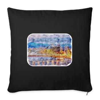 Budapest Hongrie Aquarelle Sketch Illustration - Housse de coussin décorative 45 x 45 cm - noir - Devant