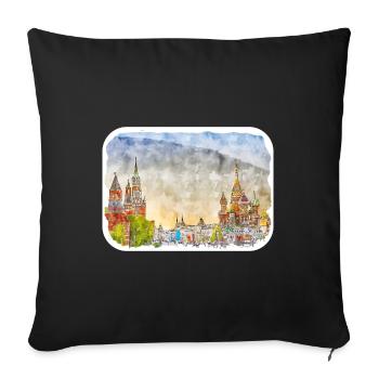 Moscow Russia Watercolor Sketch Drawn Drawing - Sofa pillowcase 17,3'' x 17,3'' (45 x 45 cm) - black - Front