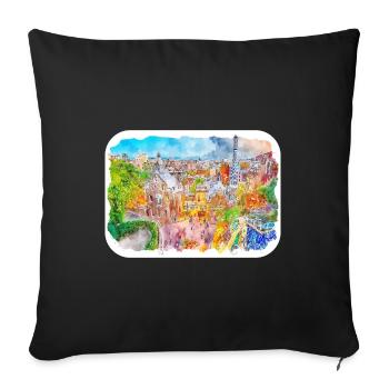 Spain Watercolor Sketch Hand Drawn Illustration - Sofa pillowcase 17,3'' x 17,3'' (45 x 45 cm) - black - Front
