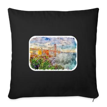 Illustration de croquis à l’aquarelle de Californie usa - Housse de coussin décorative 45 x 45 cm - noir - Devant