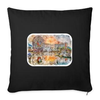 Illustration de croquis à l’aquarelle de Californie usa - Housse de coussin décorative 45 x 45 cm - noir - Devant