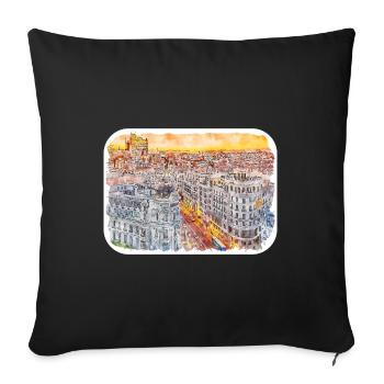 Spain Watercolor Sketch Hand Drawn Illustration - Sofa pillowcase 17,3'' x 17,3'' (45 x 45 cm) - black - Front