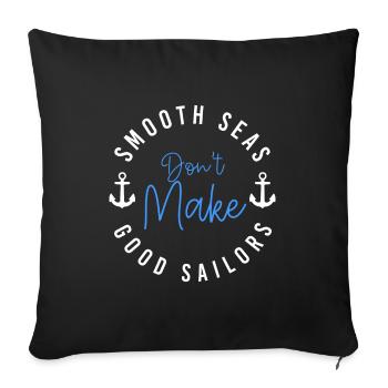 Voilier Bateau à voile Vagues - Housse de coussin décorative 45 x 45 cm - noir - Devant
