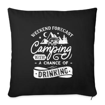 CAMPING BETRUNKEN BIER TRINKEN AUSSICHT ALKI MOTIV - Sofakissenbezug 45 x 45 cm - Schwarz - Vorne