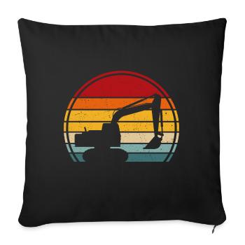Retro Excavator Excavator Driver Construction Site Construction Worker - Sofa pillowcase 17,3'' x 17,3'' (45 x 45 cm) - black - Front