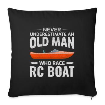 Rc Boat Racing Papa Bateau à moteur Grand-père Fête des pères - Housse de coussin décorative 45 x 45 cm - noir - Devant