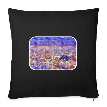 Berlin Allemagne Aquarelle Esquisse Dessinée Peinture - Housse de coussin décorative 45 x 45 cm - noir - Devant