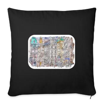 Vienne Autriche Aquarelle Esquisse Dessinée Illustratio - Housse de coussin décorative 45 x 45 cm - noir - Devant