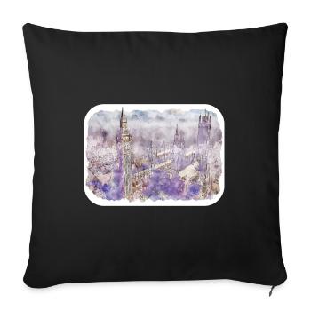Londres UK Aquarelle Esquisse Dessinée à la Main Peinture - Housse de coussin décorative 45 x 45 cm - noir - Devant