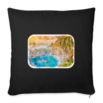 Illustration de croquis à l’aquarelle de Californie usa - Housse de coussin décorative 45 x 45 cm - noir - Devant