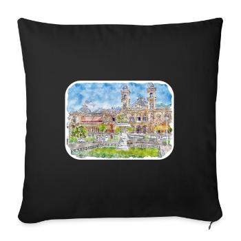 San Sebastian Spain Watercolor Sketch Illustration - Sofa pillowcase 17,3'' x 17,3'' (45 x 45 cm) - black - Front