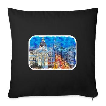 Madrid Espagne Aquarelle Esquisse Peinture Dessin - Housse de coussin décorative 45 x 45 cm - noir - Devant