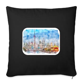 China Watercolor Sketch Hand Drawn Illustration - Sofa pillowcase 17,3'' x 17,3'' (45 x 45 cm) - black - Front
