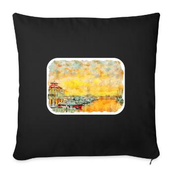 Malaisie Aquarelle Esquisse Dessinée à la Main Illustration - Housse de coussin décorative 45 x 45 cm - noir - Devant