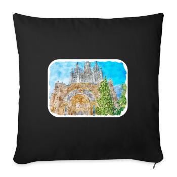 Spain Watercolor Sketch Hand Drawn Illustration - Sofa pillowcase 17,3'' x 17,3'' (45 x 45 cm) - black - Front