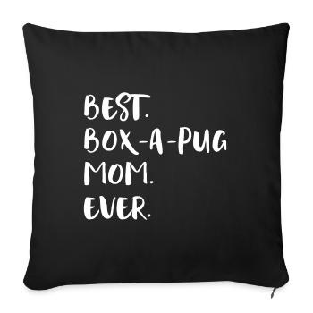 Box-A-Pug Mom - Sofa pillowcase 17,3'' x 17,3'' (45 x 45 cm) - black - Front