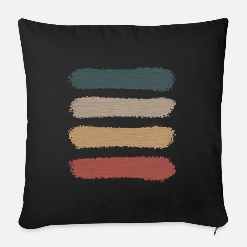 Rayures rétro vintage « Red Sunrise » - Housse de coussin décorative 45 x 45 cm - noir