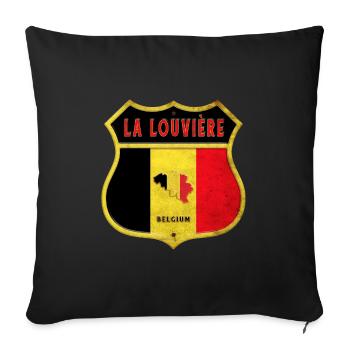 La Louvière Belgium Coat of Arms Flags Design - Sofa pillowcase 17,3'' x 17,3'' (45 x 45 cm) - black - Front